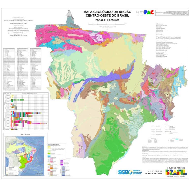 Mapa geológico do Centro-Oeste destaca potencial de ouro e manganês